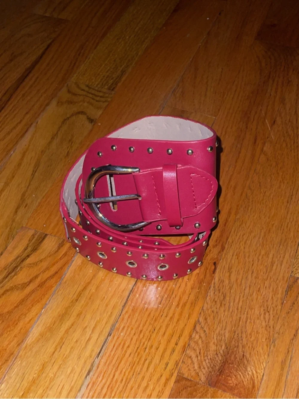 Red Grunge Studded Belt